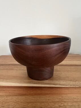 Vintage John May Hand Turned Teak Bowl Signed Jackson NH JL